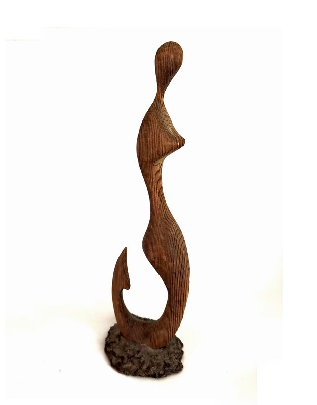 1960s Mid Century Nude Teak Sculpture Art