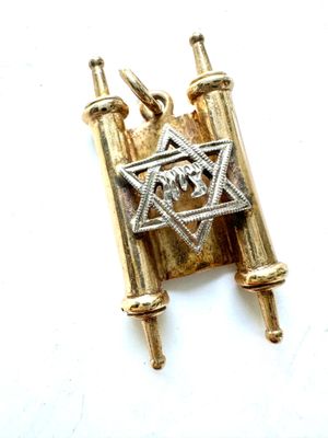 Two-tone Gold Hebrew Torah Pendant