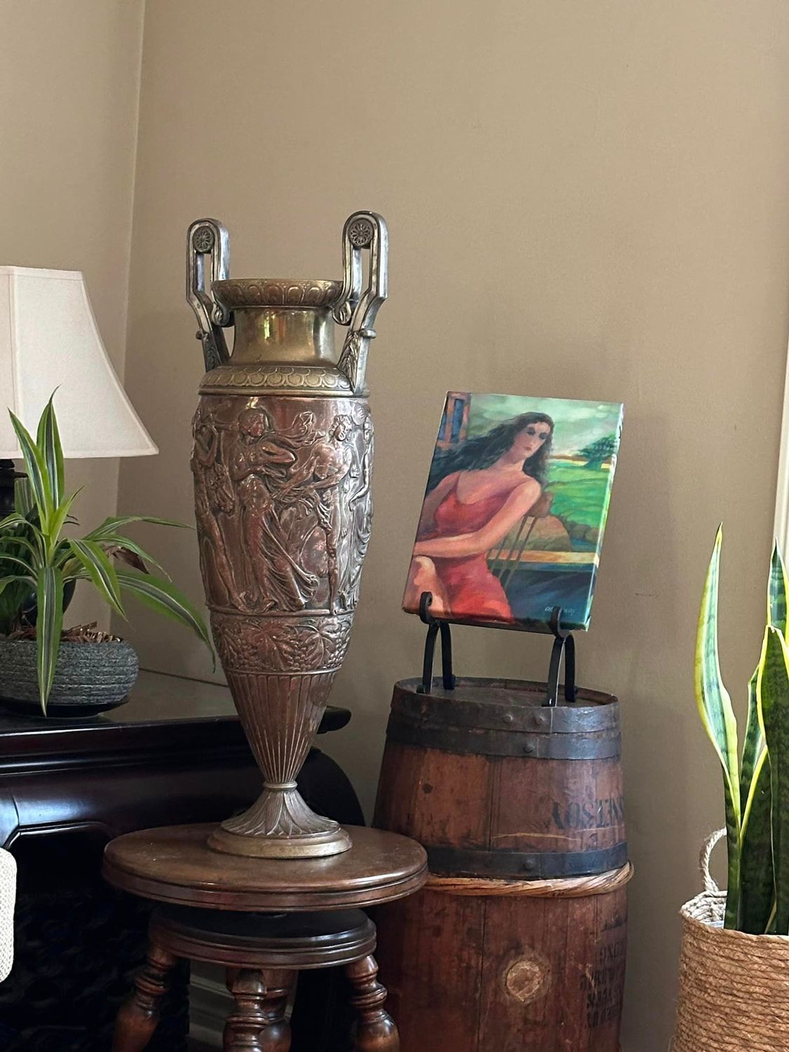 Monumental Art Nouveau Greco-Roman Copper Brass VASE or URN