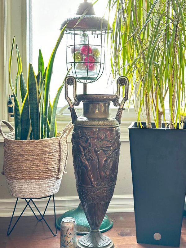 28 Inch Greco Roman Brass and Copper Vase