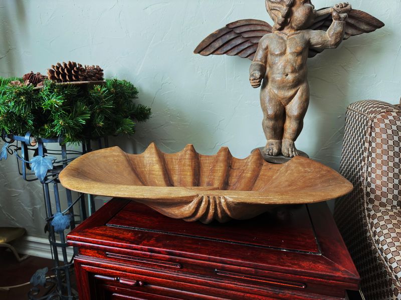 Antique Quebec Primitive Portable Shell Baptism Font