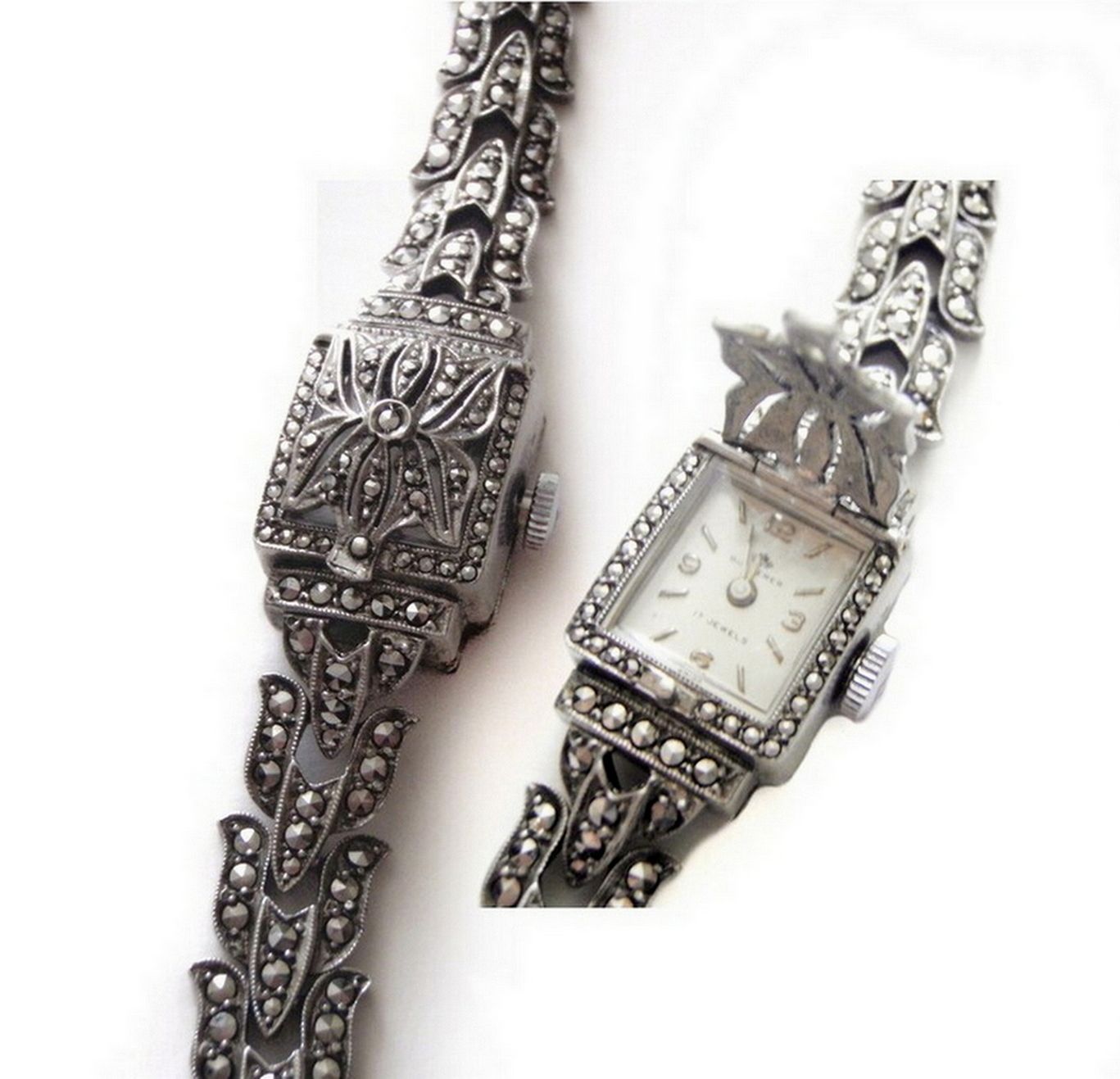 Bucherer 800 Silver Marcasite Ladies Peekaboo Watch