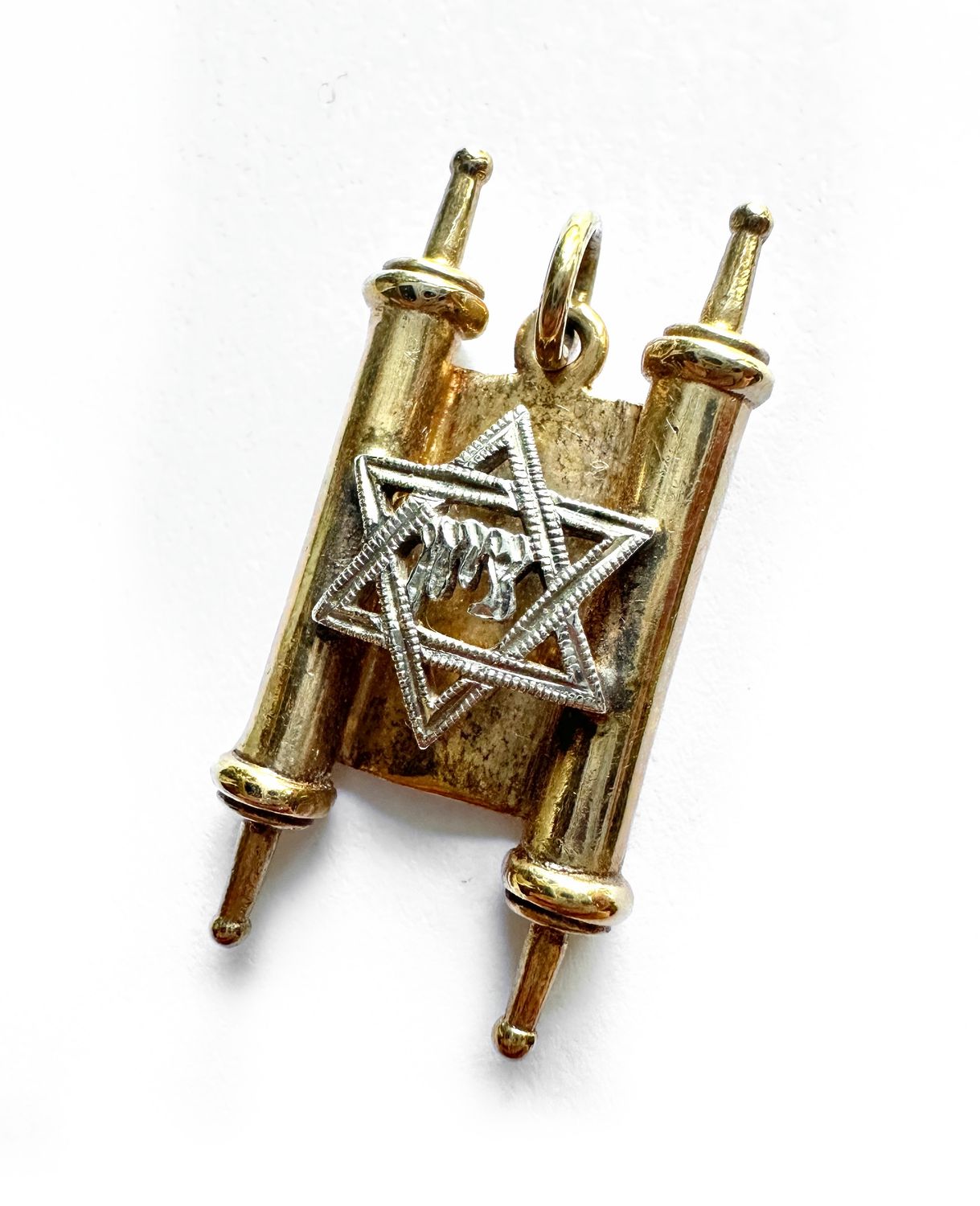 18k Hebrew Torah Star of David Unisex Two Tone Pendant