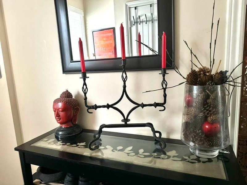 Vtg Handwrought Iron 3 Candle Candleholder