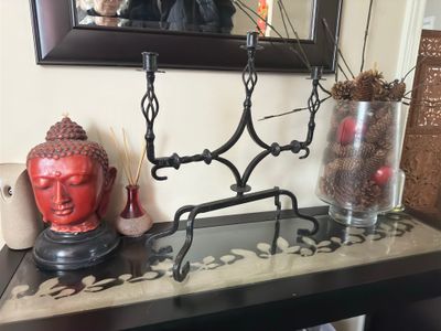 Handwrought Iron 3 Candle Table Candelabra