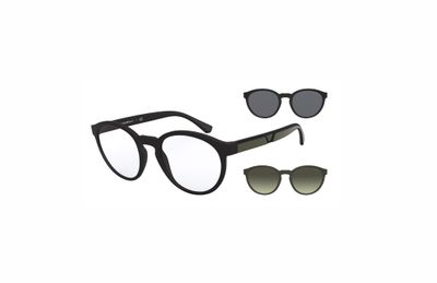 Emporio Armani Eyeglasses with 2 Clip on Sunglass Lenses