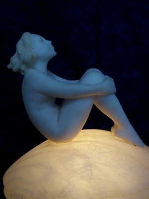 RARE Art Deco Nude Women on Seashell Lamp
