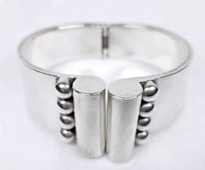 Vtg Wide Taxco Mexico Silver Cuff Bracelet Signed
