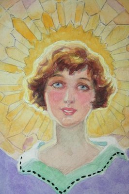 Art deco Pears Soap Advertising Illustration &#39;Golden Glory&#39; Flapper in Pastel and Watercolour