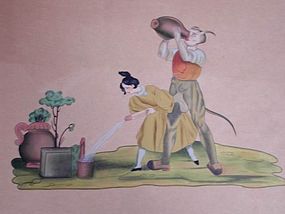Art Deco Hand Colored Erotica Lithograph After Achille Deveria