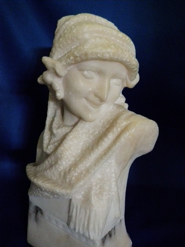 Signed Italian Marble Lady Sculpture