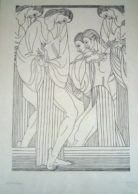 Art Deco 1933 Jean Negulesco Arabesque 29/100 Wood Cut