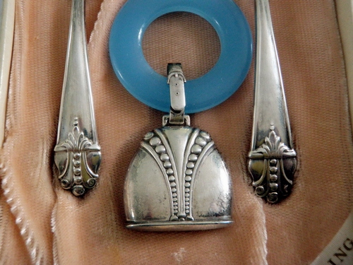 Art Deco Boxed 3 pc Christening Set 