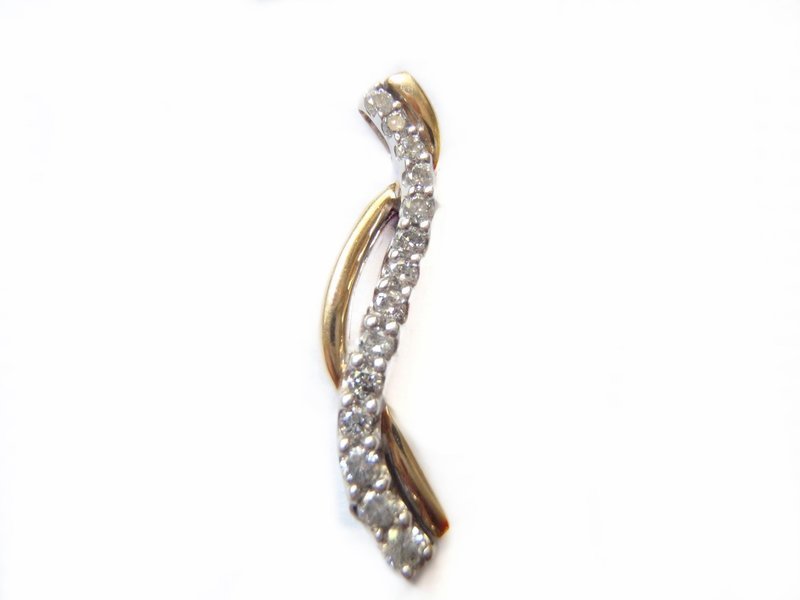Vintage Infinity 14 Diamond Two Tone 10k Gold Pendant Necklace