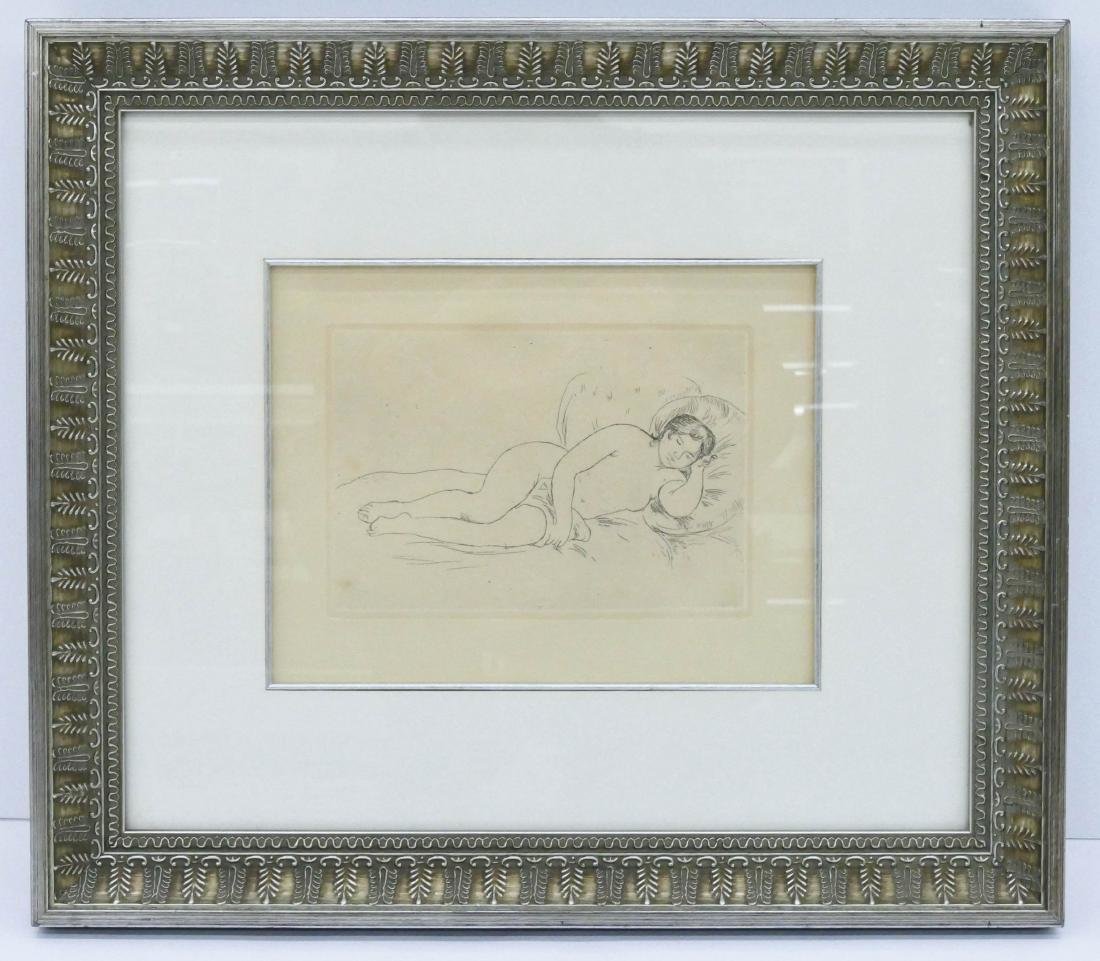 Renoir Etching Femme Nue Couchee 1906 Drypoint Etching Reclining Nude Framed