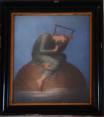Antique Pastel Painting Hope by George Frederick Watts