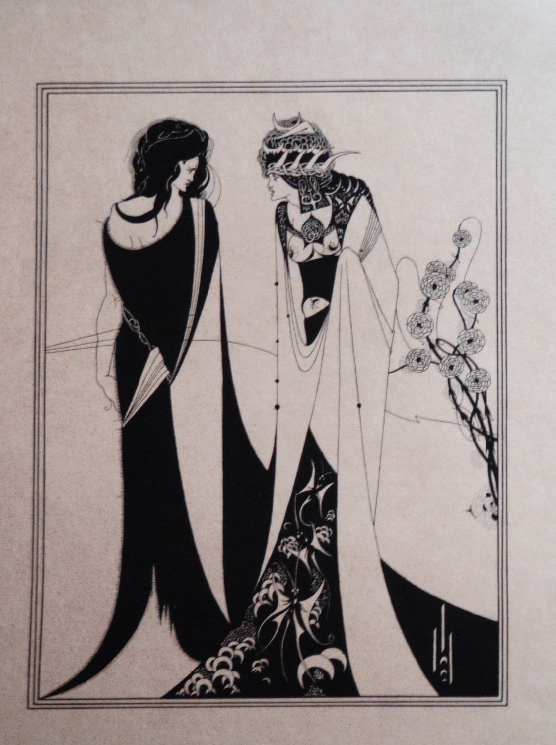 1920s Aubrey Beardsley Lithograph Salome and John the Baptist - Illustration For Oscar Wilde