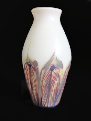Phoenix Art Glass Aurene Pulled Feather Vase