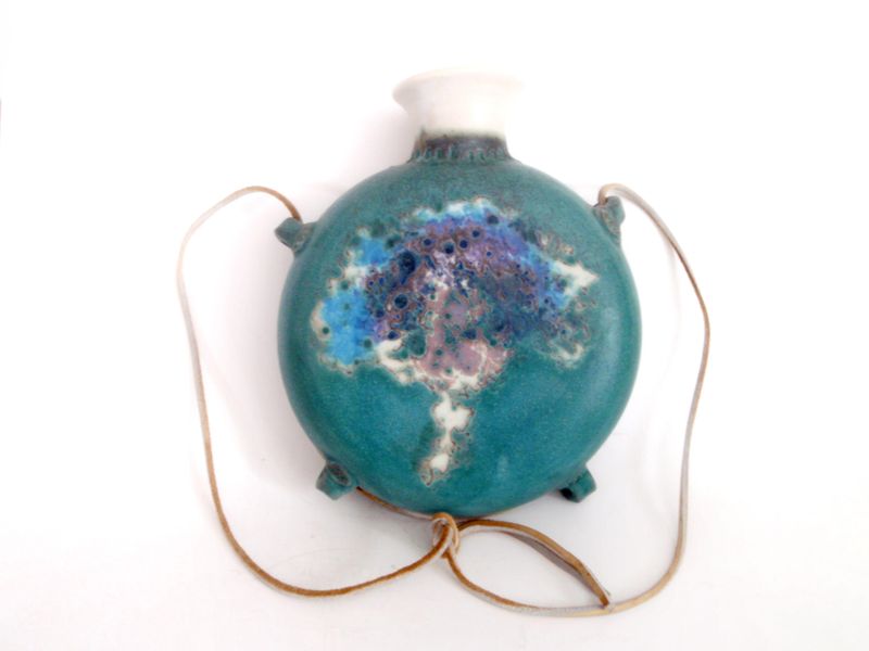 Mid Century Teal Wall Vase 1960s  Studio Art Pottery Home Decor