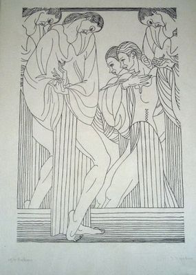 Art Deco 1933 Jean Negulesco Arabesque 29/100 Wood Cut