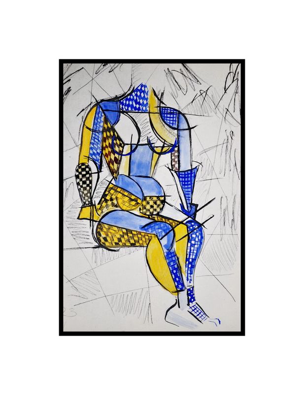 1923 Russian Avante-Gard Constructivism Watercolor Sg&#39;d Dated