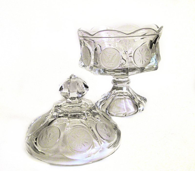 American Patterned Glass Footed and Lidded Compote