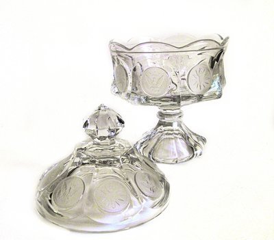 American Patterned Glass Footed and Lidded Compote