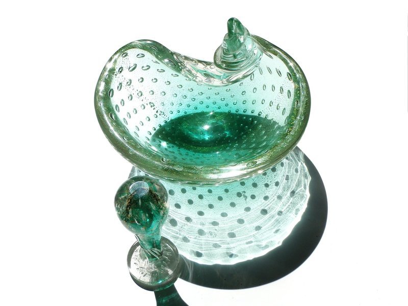 1940s Seguso Murano Tobacco Billicante Gold Bowl Pestle Archimede Seguso