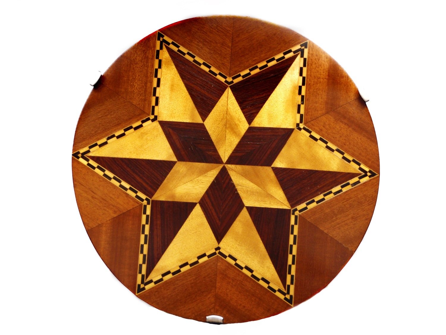 Vintage Star Exotic Wood Marquetry Drink Tray Lazy Susan Platter