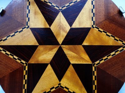 RARE Exotic Wood Marquetry Round Platter 