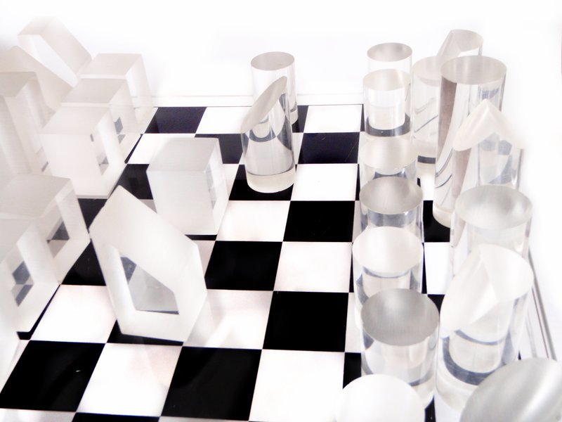 Acrylic Chess Board and Pieces MCM