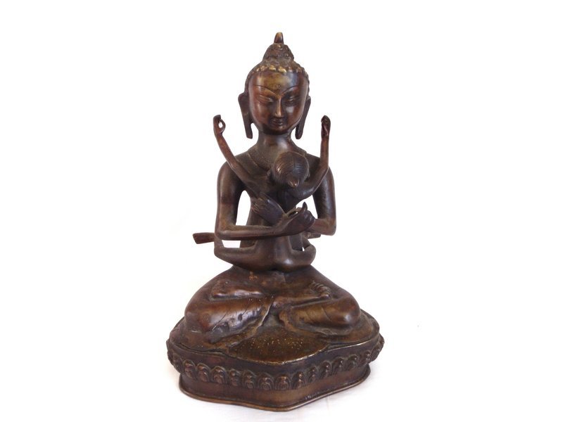 Antique Yab Yum Bronze Buddhist Prajna Dualism Sculpture