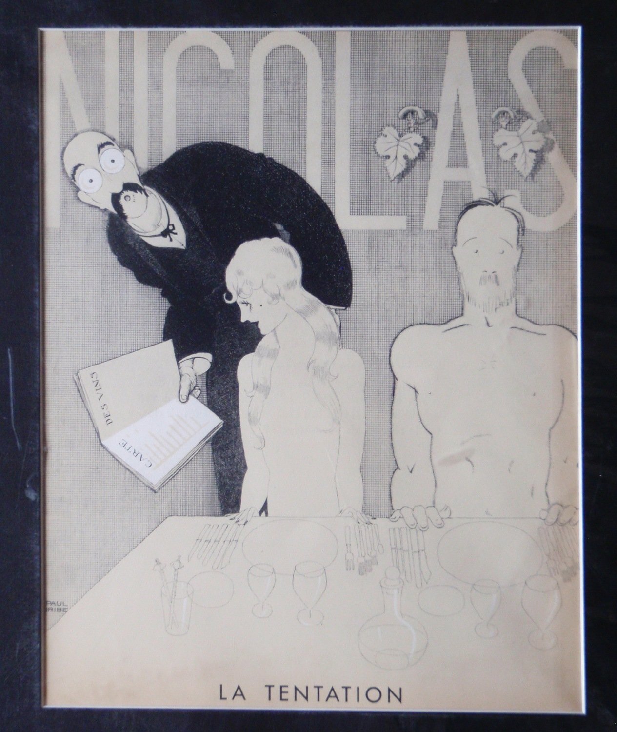 1930s Paul Iribe Nicolas Wine Advertising La Tentation Lithograph