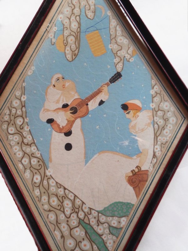 1920s Watercolor Pierrot and Pierrette