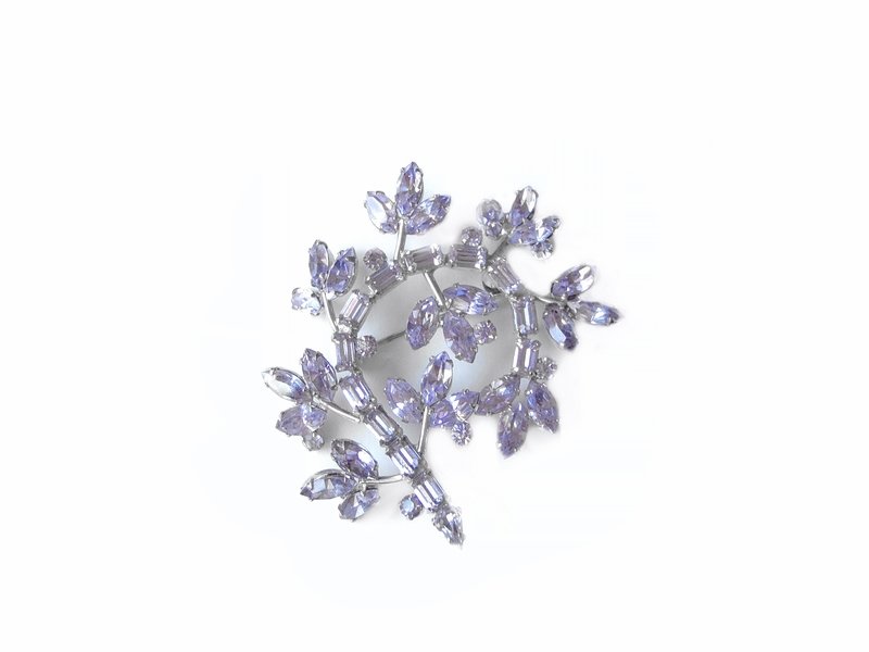 Rare Byer Bros Lavender Rhinstone Brooch 