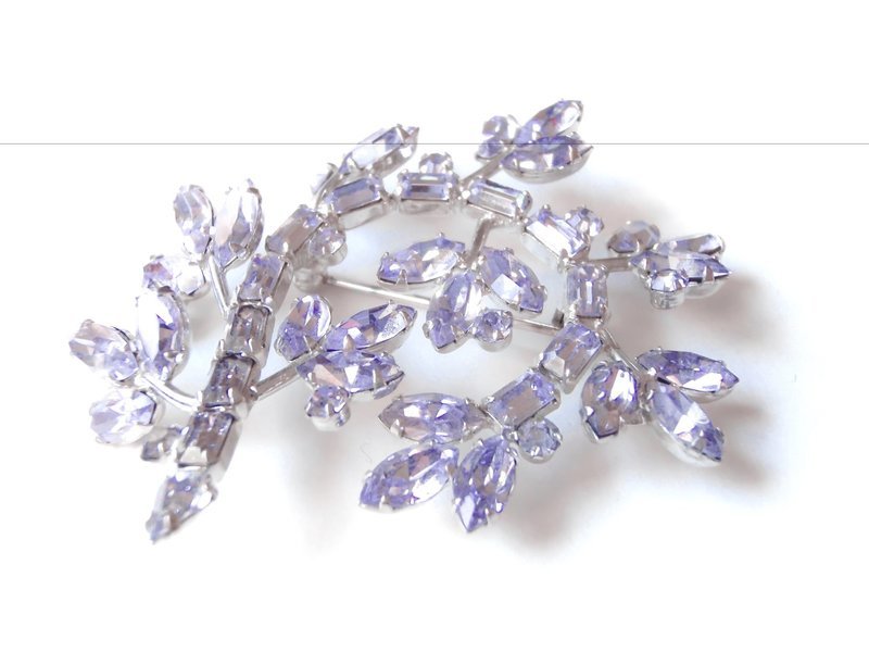 Byer Bros Lavender Mixed Rhinestone Stones Flower Brooch