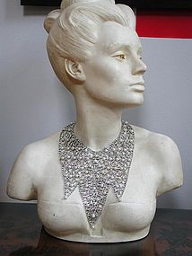Vintage Rhinestone and Pearl Bib Collar Necklace