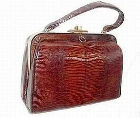 30&#39;s to 40&#39;s Art Deco Genuine Alligator Vintage Handbag / Purse