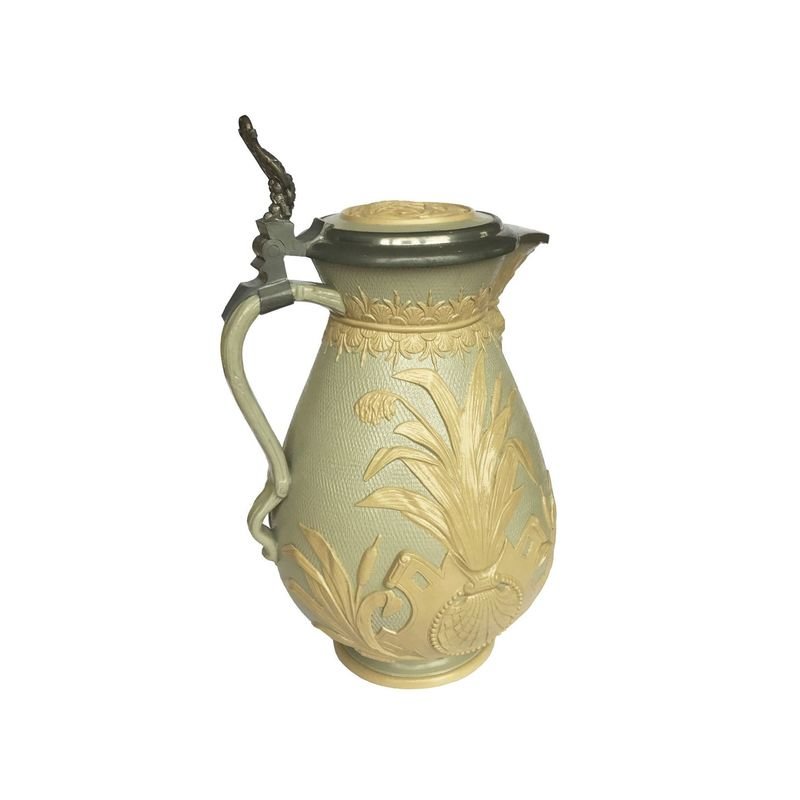 V &amp; B Yellow and Pale Green German Stoneware Pitcher