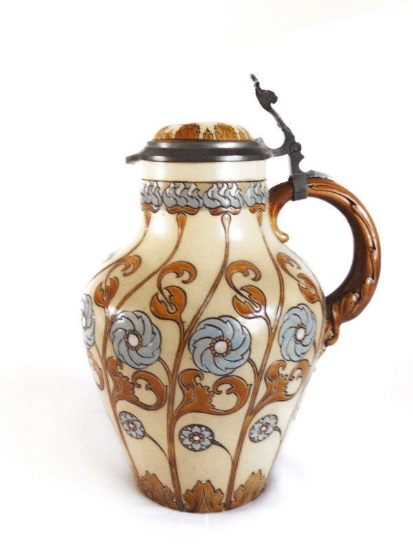 1800s Jugendstil Villeroy Boch Pitcher Mettlach Water Beer Jug