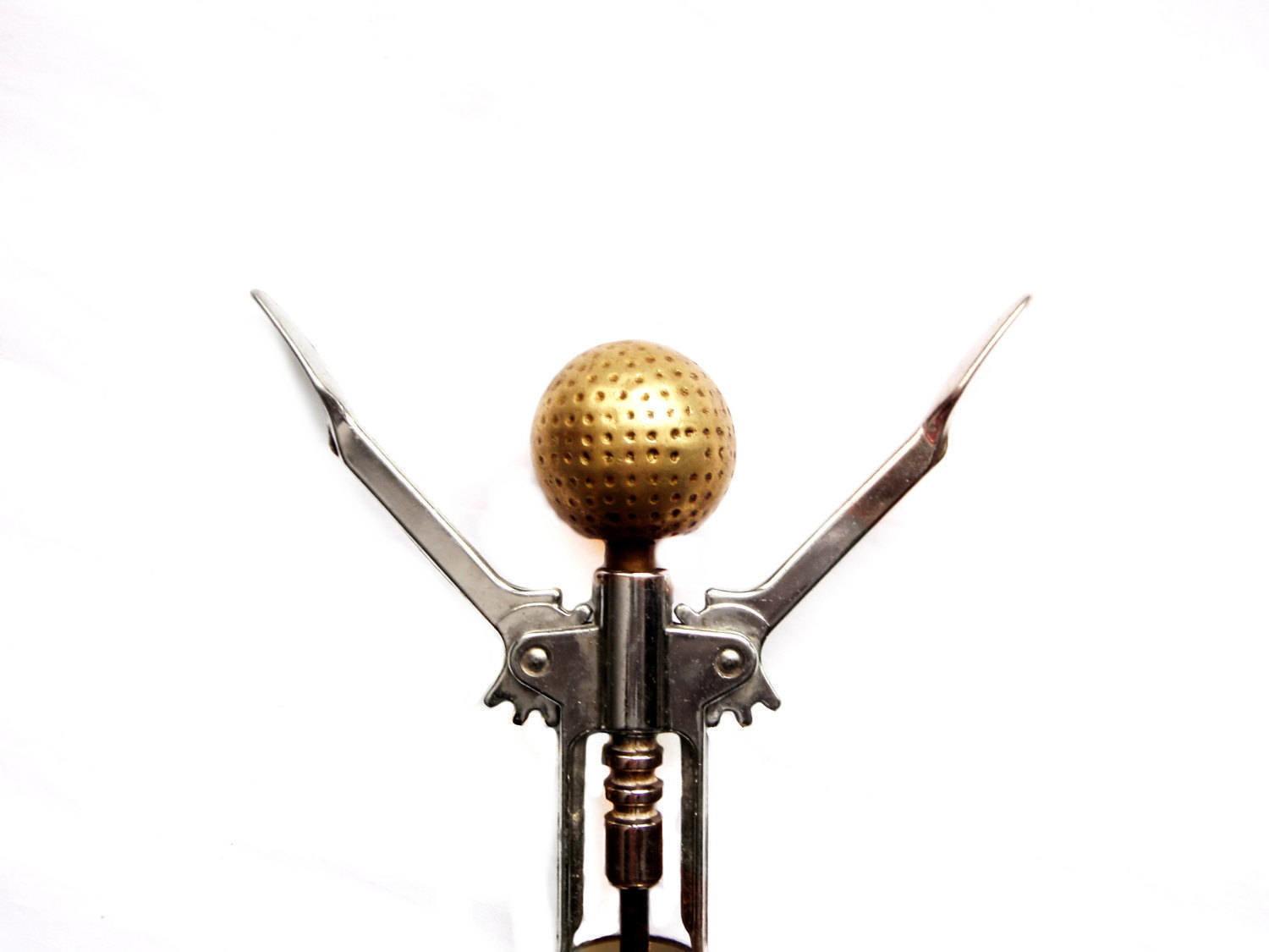 Vintage Brass Golf Ball Corkscrew Golfing Barware