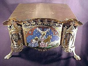 19th French Elaborate Solid Brass Enameled Bible, Missal, Book Stand