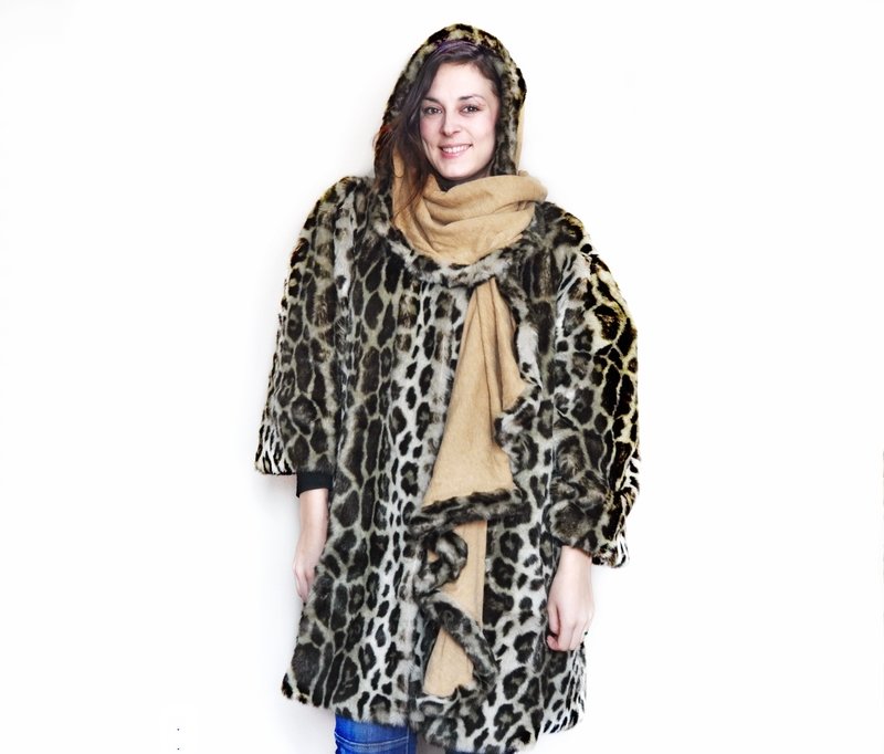 French Faux Leopard and Cashmere Walking Coat