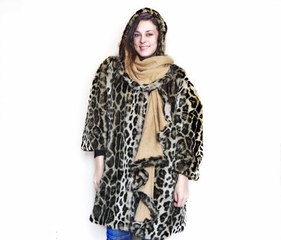 French Faux Leopard and Cashmere Walking Coat