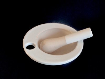 Vintage Stoneware Ceramic Ergonomic Mortar and Pestle