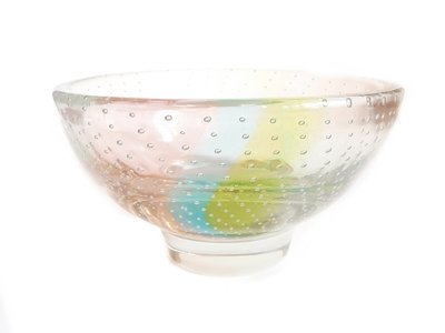 Mid Century Controlled Bubbles Art Glass Bowl