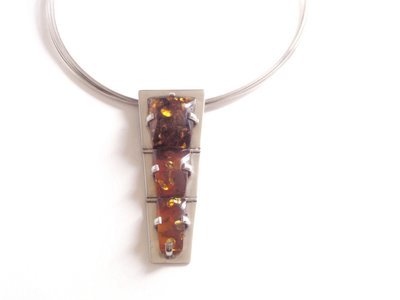MCM 3 Section Hinged Amber Necklace Hard Wire Chain