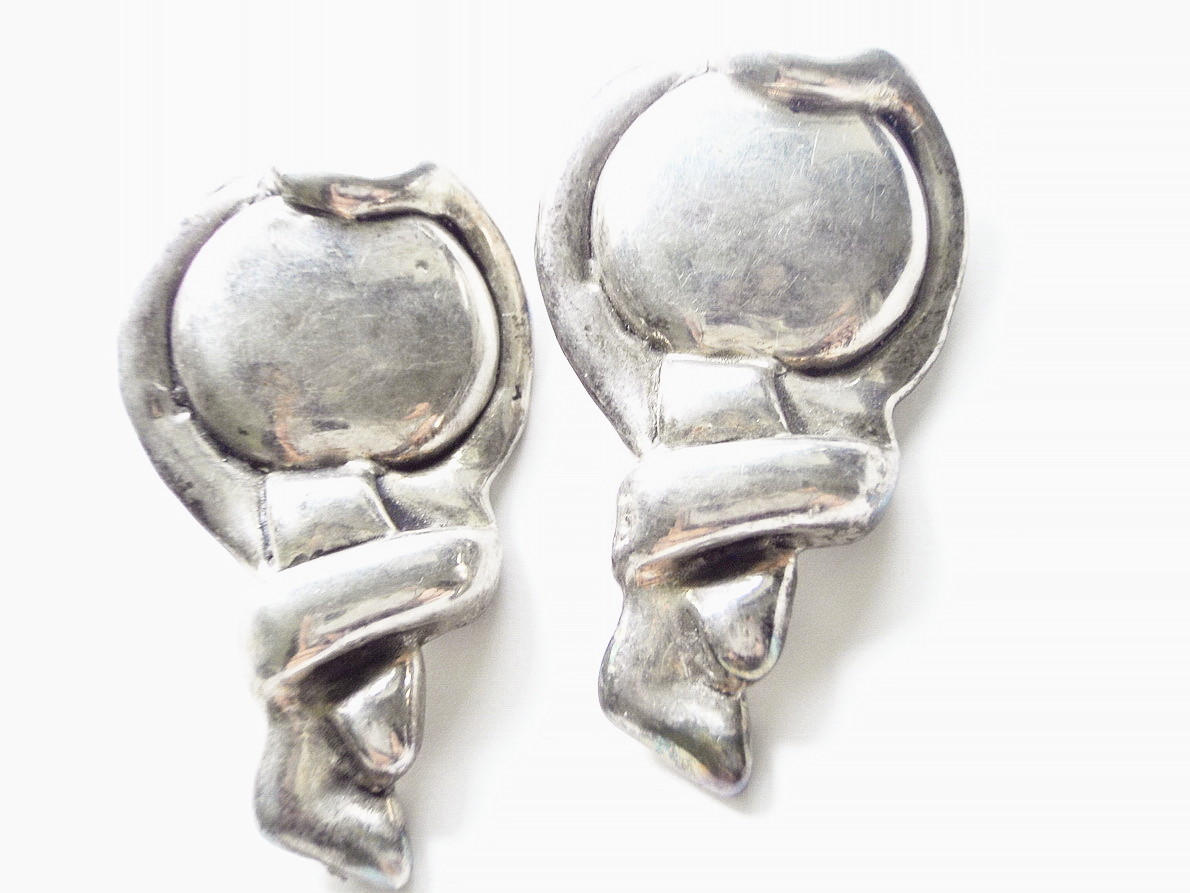 1980s Bat Ami Israeli Silver Designer Earrings Modernist