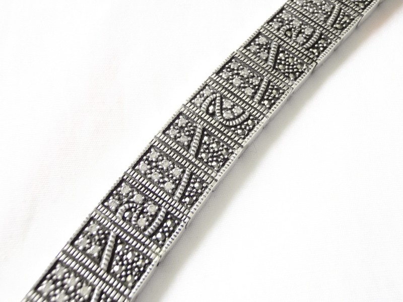 Vintage 80s Art Deco Revival Swarovski Crystal Silver Bracelet