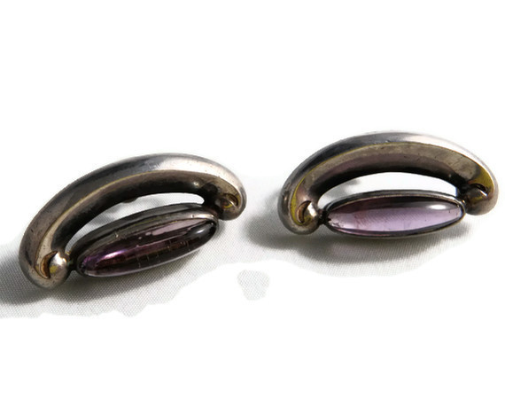 Art Deco Antonio Pineda Sterling and Amethyst Earrings